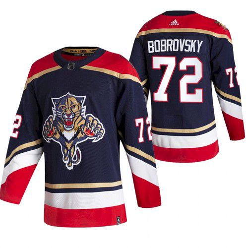 Men Florida Panthers 72 Bobrovsky Blue NHL 2021 Reverse Retro jersey